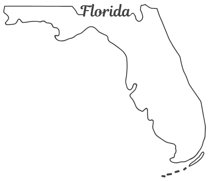 Outline map of Florida with label